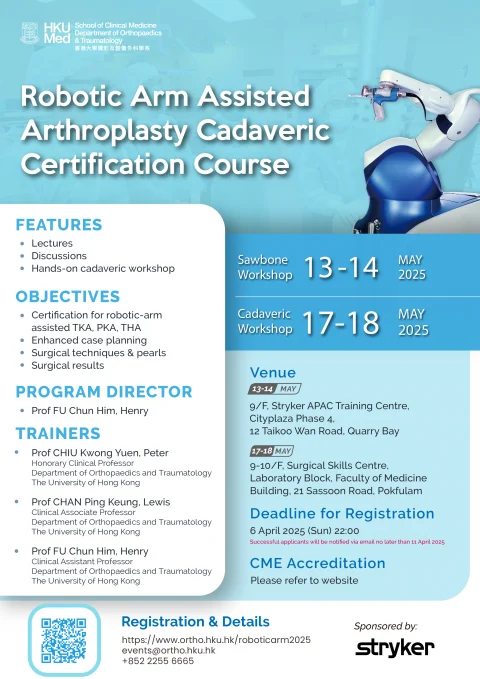 Robotic Arm Assisted Arthroplasty Cadaveric Certification Course 2025
