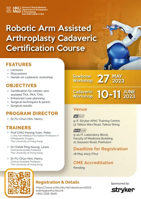 Robotic Arm Assisted Arthroplasty Cadaveric Certification Course 2023