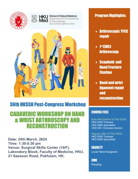 36th HKSSH Post-congress – Cadaveric Workshop on Hand & Wrist Arthroscopy And Reconstruction