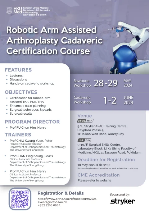 Robotic Arm Assisted Arthroplasty Cadaveric Certification Course 2024