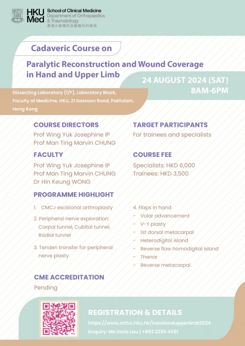 Cadaveric Course on Paralytic Reconstruction and Wound Coverage in Hand and Upper Limb
