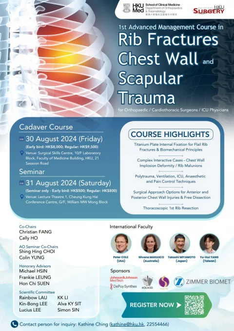 1st Advanced Management Course in Rib Fracture, Chest Wall and Scapular Trauma – Course with Anatomical Specimens (Including AO Trauma Seminar)